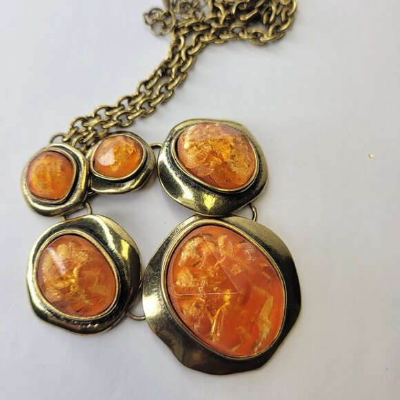 Orange Cabochon Style Choker Necklace - Picture 8 of 10